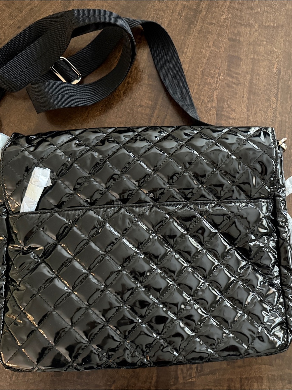 MZ Wallace Black Quilted Patent Crossbody with Gold Hardware - Picture 6 of 8